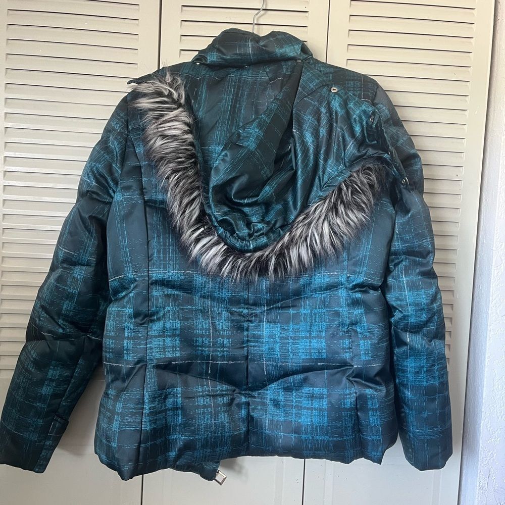 ZeroXposur Women's Puffer Jacket Teal & Black Plaid Zip Up Size L - Picture 8 of 10